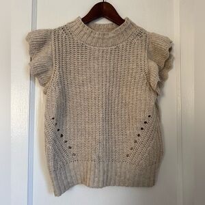 Universal Thread Beige Sleeveless Sweater with Ruffle Details. Size XS